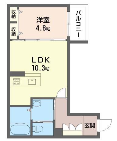 テラス新中野(1LDK/2階)の間取り写真
