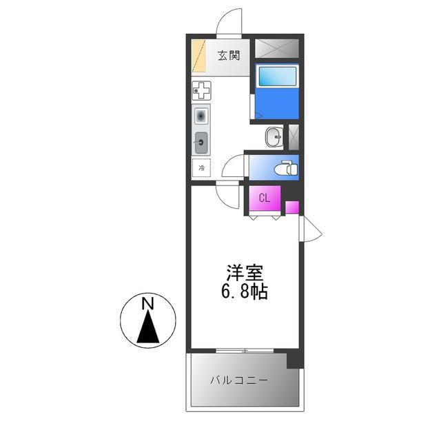 ラシーヌ背戸口(1K/6階)の間取り写真