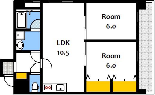 ベルフィーユ楠木(2LDK/3階)の間取り写真