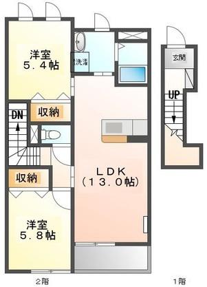 アドレシア(2LDK/2階)の間取り写真