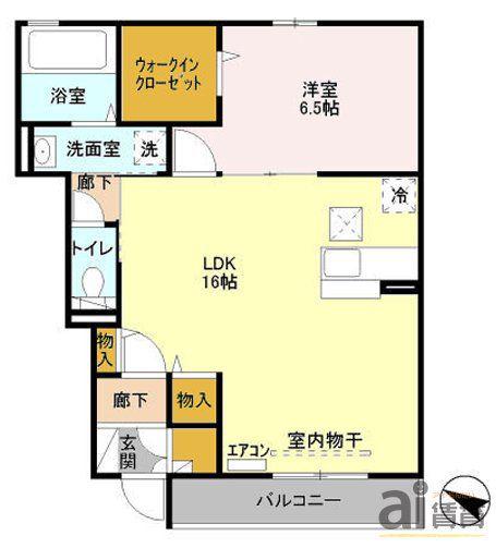 ステラA(1LDK/1階)の間取り写真