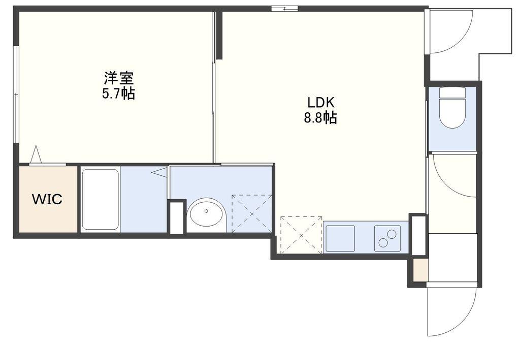 平野町FマンションB(1LDK/3階)の間取り写真