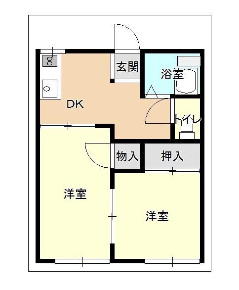 リブコーポ(2DK/1階)の間取り写真