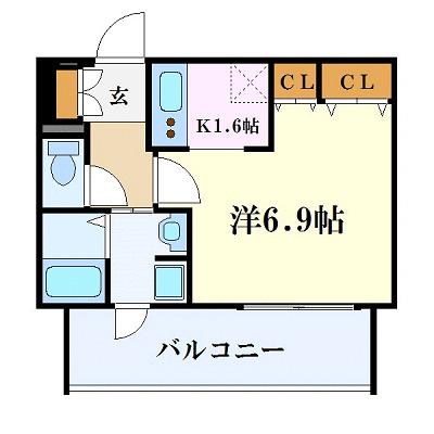 プレサンス金山グリーンパークス(1K/13階)の間取り写真