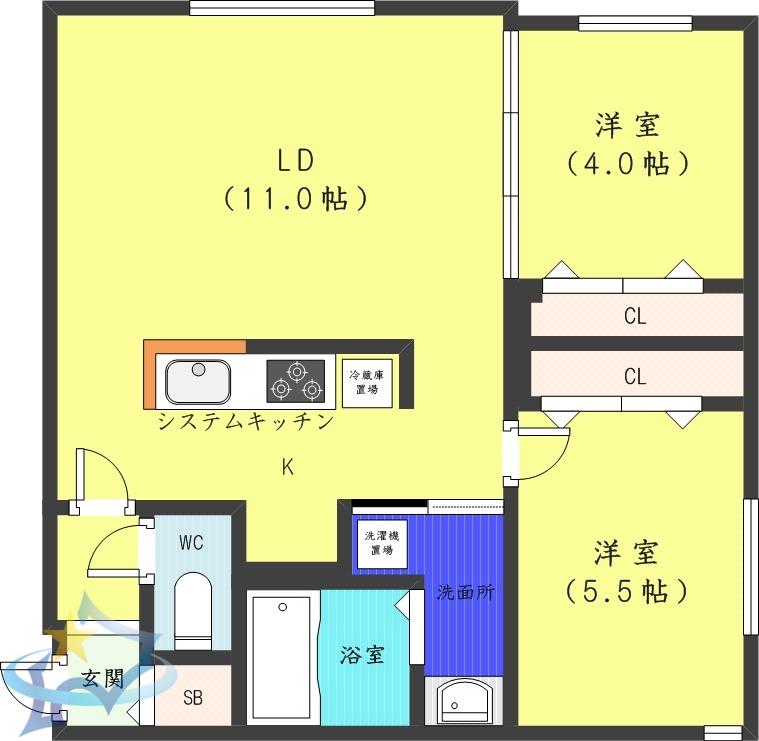 ALIVIS琴似(2LDK/2階)の間取り写真