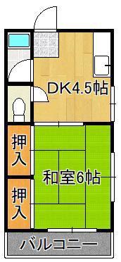 ライフピュア大浦(1DK/2階)の間取り写真