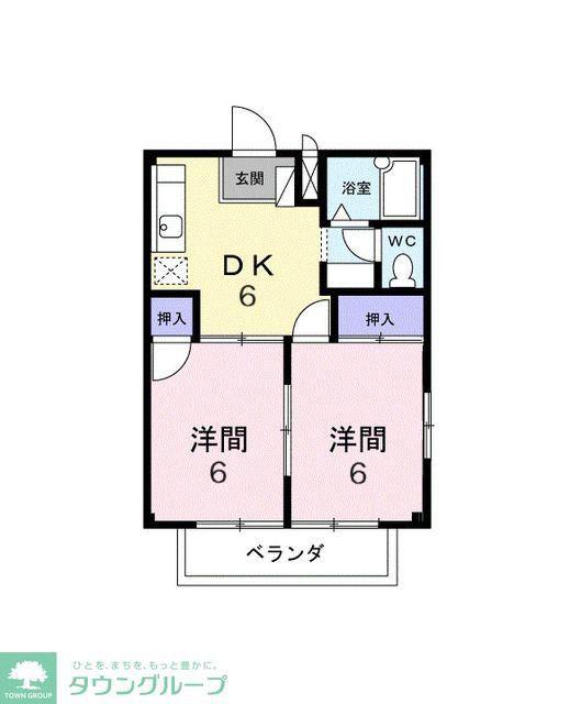 ハイム武蔵野A(2DK/1階)の間取り写真