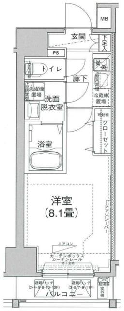 アイル東京向島参番館(1K/2階)の間取り写真