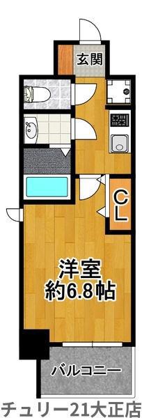フォーリアライズ大正ノーブル(1K/4階)の間取り写真