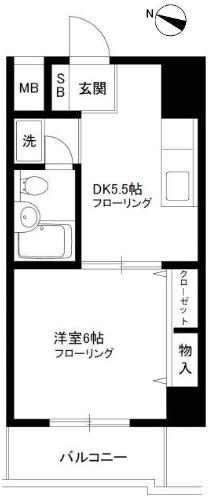 コーポ駒沢P-I(1DK/4階)の間取り写真