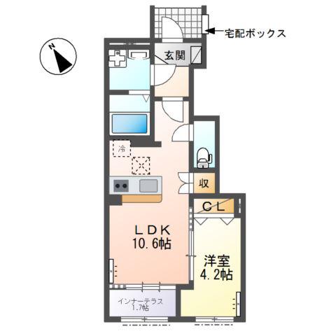 メゾン ド リッカ(1LDK/1階)の間取り写真