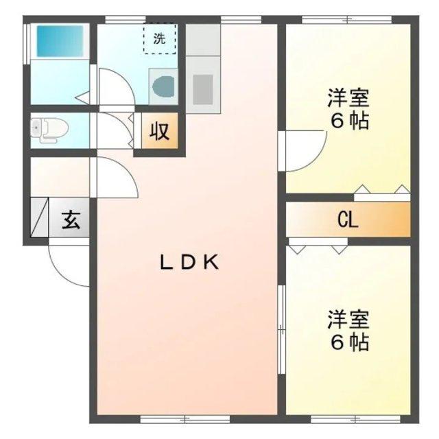 プチポワII(2LDK/1階)の間取り写真