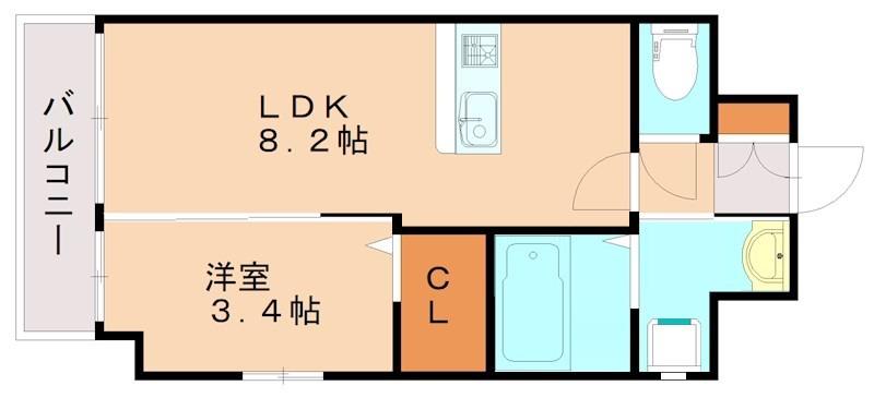 WISTERIA大橋HILO(1LDK/5階)の間取り写真