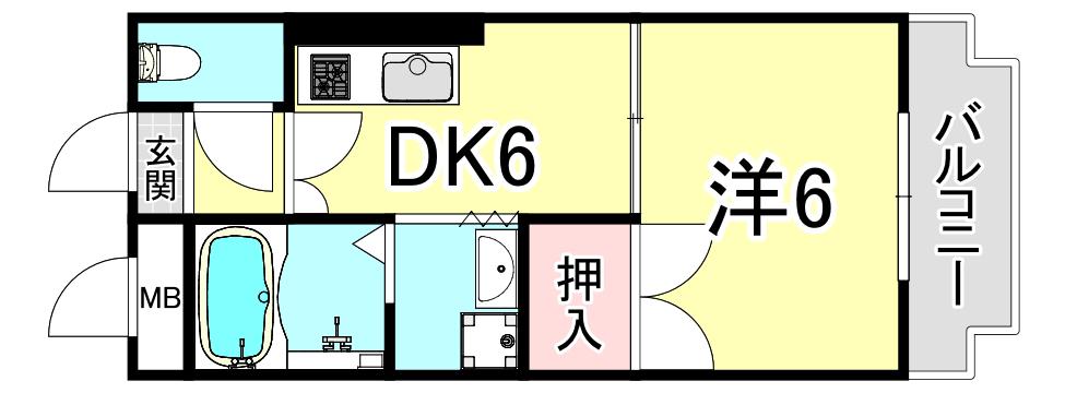 サンライフ松田(1DK/2階)の間取り写真