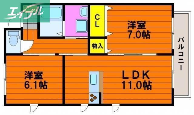 グランマスト福浜A棟(2LDK/1階)の間取り写真