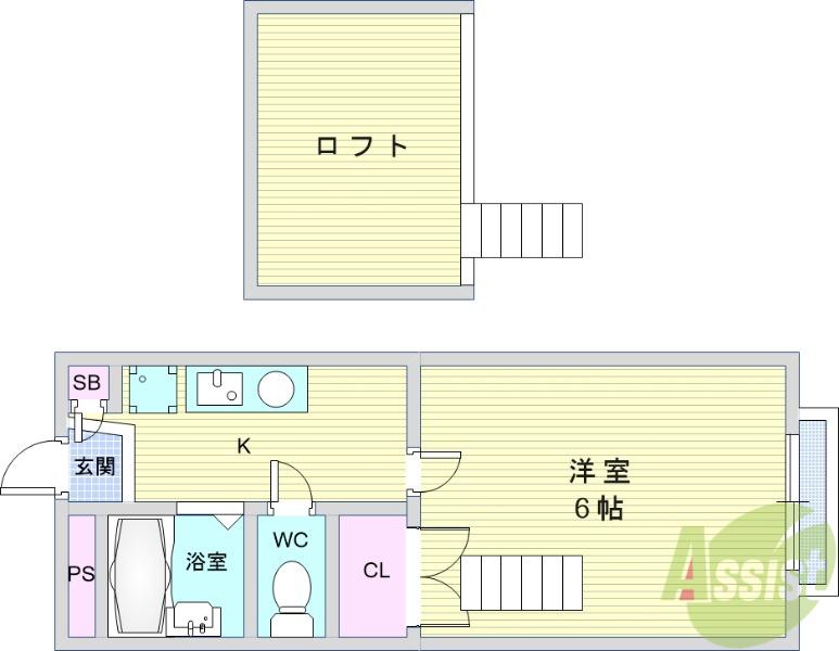 レジデンス曽根(1K/1階)の間取り写真