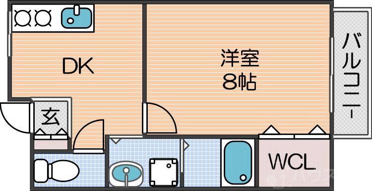 コージーポートK(1DK/3階)の間取り写真