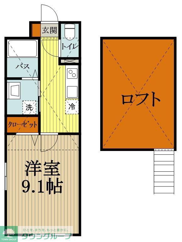 O.N.BASE(1K/2階)の間取り写真