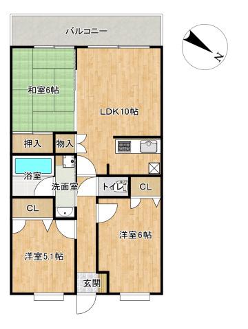 アプローズ佐世保駅 壱番館(3LDK/4階)の間取り写真