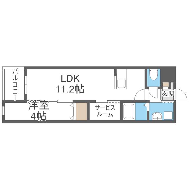 CUBE SUCRE内橋(1SLDK/2階)の間取り写真
