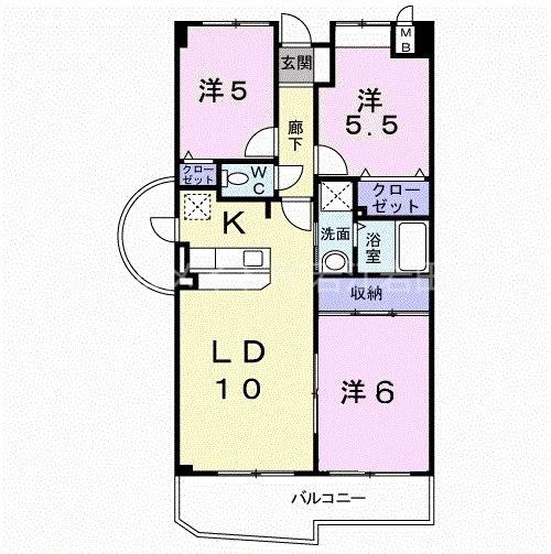 ソレアード(3LDK/3階)の間取り写真