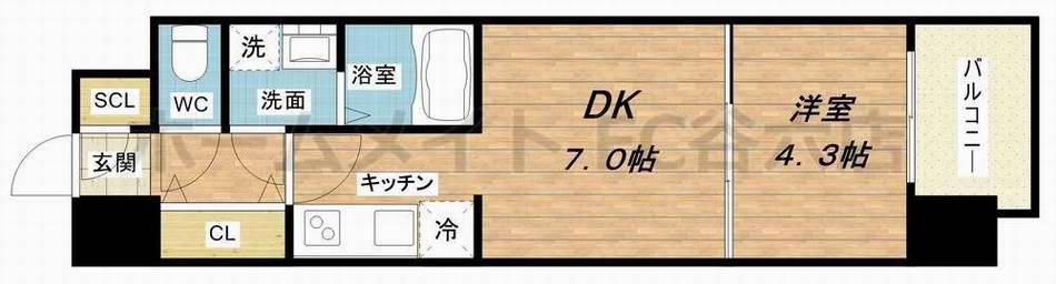 レオンコンフォート九条ガレリア(1DK/4階)の間取り写真