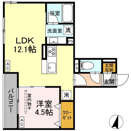 アルベート湘南台(1LDK/3階)の間取り写真