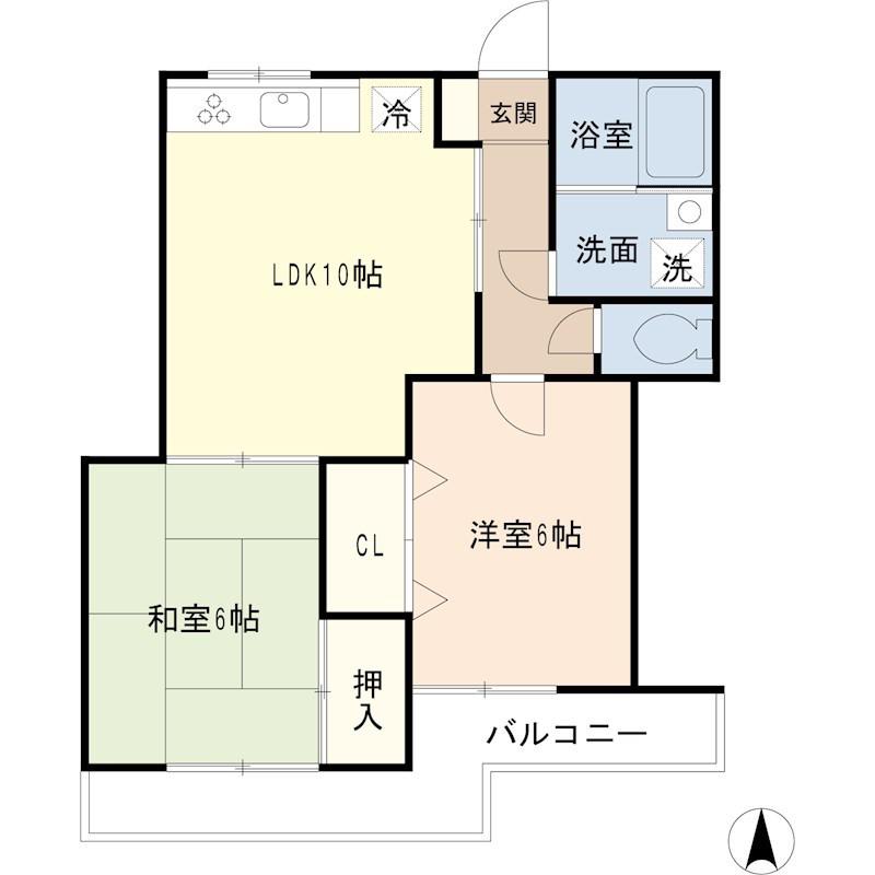 グリーンステージ(2LDK/1階)の間取り写真