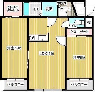 ル シール(2LDK/3階)の間取り写真
