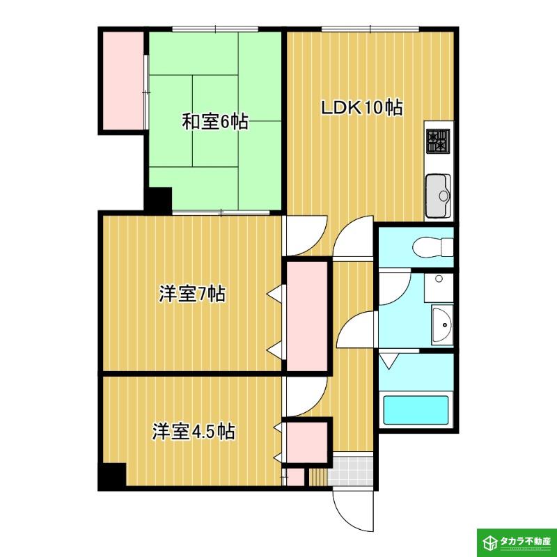 グレイス城崎(3LDK/5階)の間取り写真