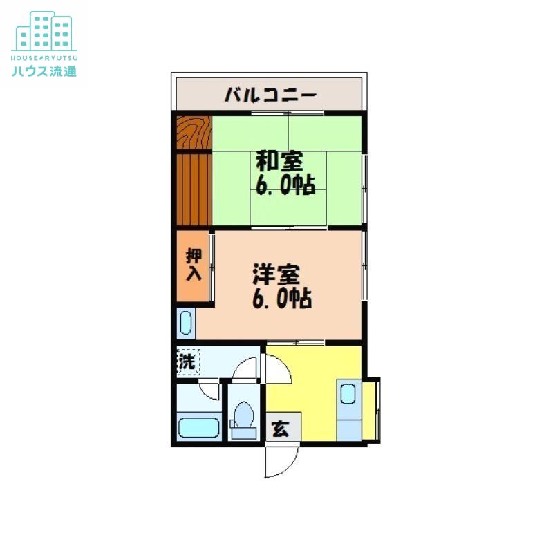 平山アパート B棟(2K/2階)の間取り写真