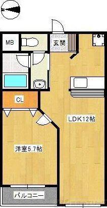 芥川マンション(1LDK/2階)の間取り写真