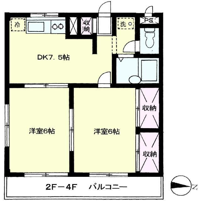 エトワール田村(2DK/4階)の間取り写真