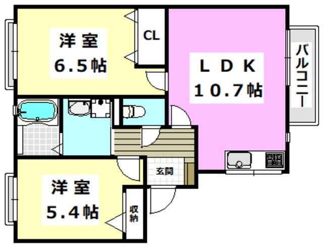VINGT DOMILS水尾(2LDK/2階)の間取り写真