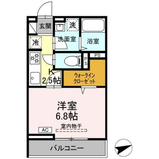 セレスティア柴又VI(1K/2階)の間取り写真