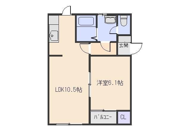 クイーンズパレス高水寺(1LDK/1階)の間取り写真