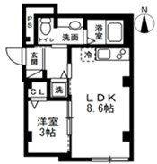 ディーズプラス篠崎(1LDK/1階)の間取り写真