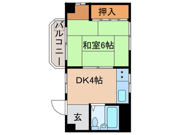 平尾マンション(1DK/3階)の間取り写真