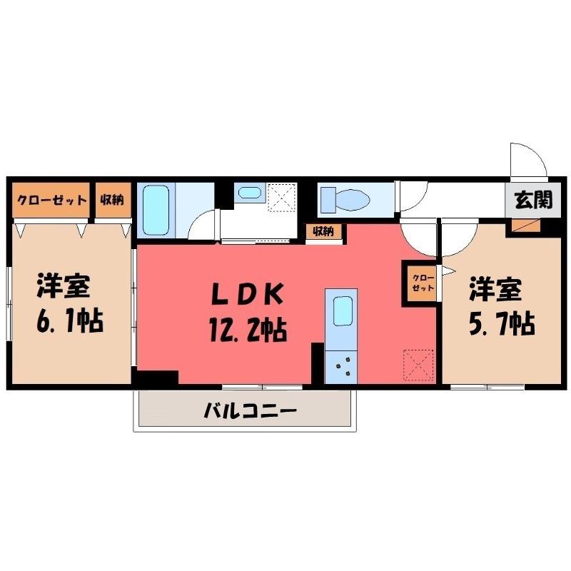 D-LUXE中居町(2LDK/2階)の間取り写真