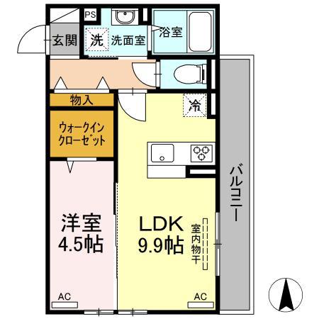 ライジング サン(1LDK/3階)の間取り写真
