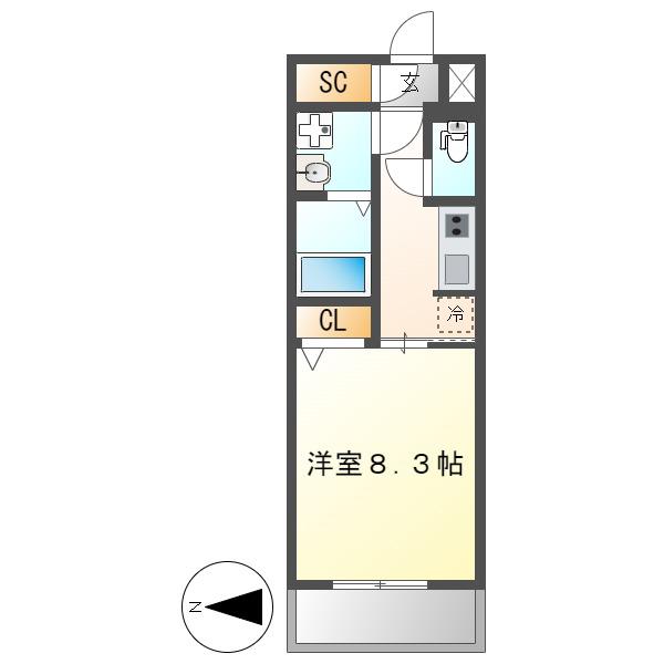 S-RESIDENCE金山ウエストエスレジデンス(1K/12階)の間取り写真