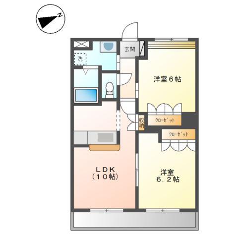 クリスタージュ・ファミリア(2LDK/2階)の間取り写真