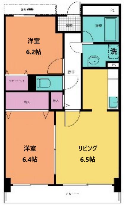 フラット野田2(2LDK/2階)の間取り写真