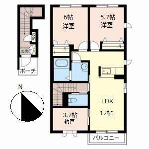 シャーメゾン千鳥(2SLDK/2階)の間取り写真