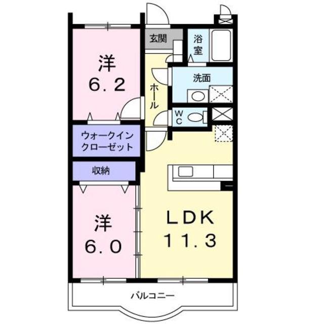 カーサ・セレノ(2LDK/1階)の間取り写真