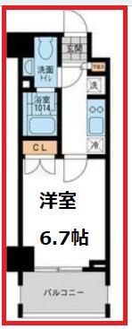 カッシア押上(1K/4階)の間取り写真