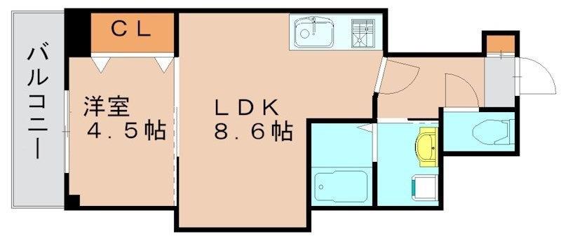ゆうプラザ博多駅東A(1LDK/1階)の間取り写真