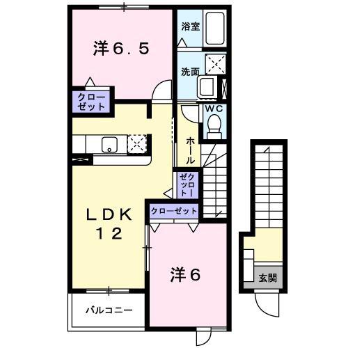 グレイスフル2(2LDK/2階)の間取り写真