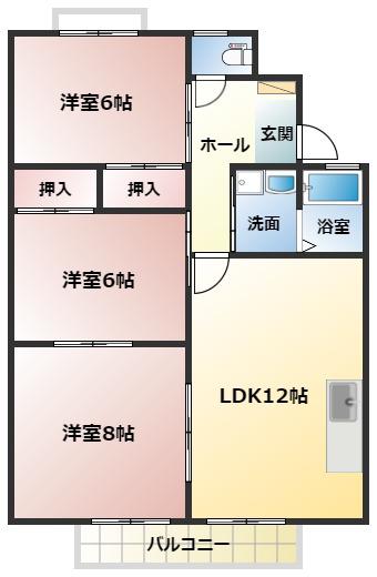 パークビレッジA(3LDK/2階)の間取り写真
