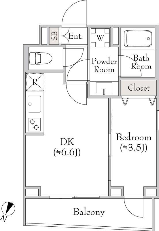 ディームス中野富士見町(1DK/3階)の間取り写真
